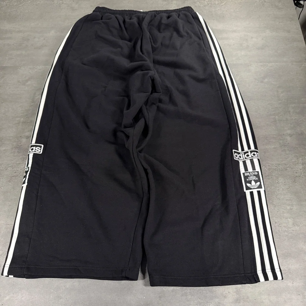 Adidas Adibreak Pants Men M Black Wide Leg Baggy SAMPLE 3 Stripe Skate Rave JNCO